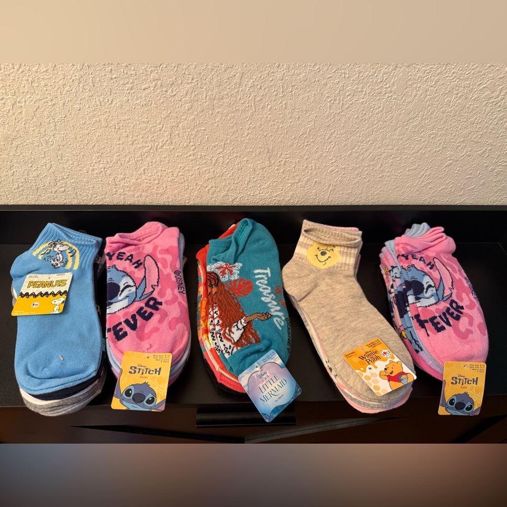 Disney Assorted Character No-Show Socks 5 pack - Pick One NWT